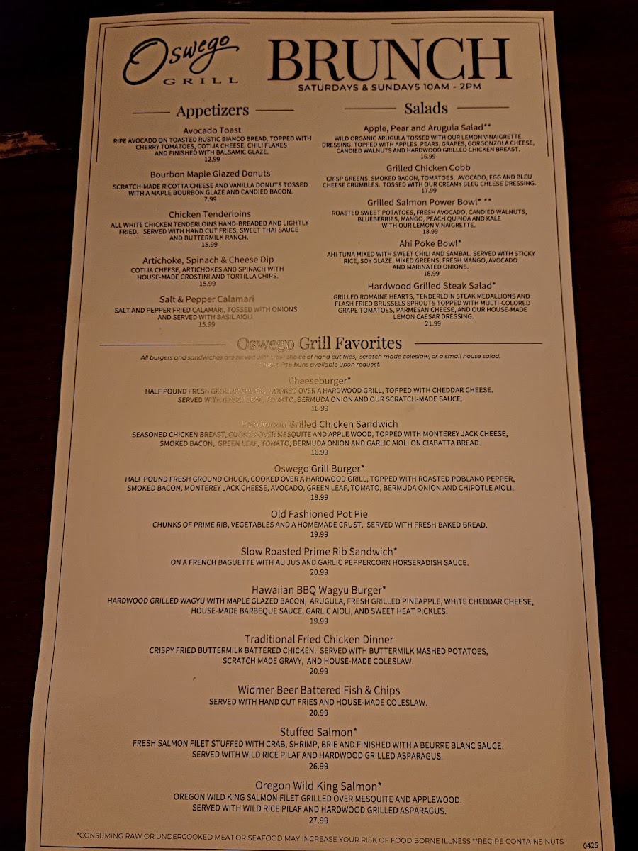 Oswego Grill - Wilsonville Menu - Image 1